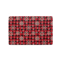 **Christmas Snowflake Plaid Kitchen Mat - Red and Black Holiday Decor**